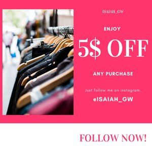 5$ off any purchase! Just follow on my Instagram